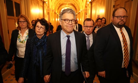 Embattled Minnesota Sen. Al Franken Speaks On His Political Future From The Senate Floor<br>WASHINGTON, DC - DECEMBER 07: Sen. Al Franken (D-MN) (C) and his wife Franni Bryson (L) arrive at the U.S. Capitol Building December 7, 2017 in Washington, DC. Franken announced that he will be resigning in the coming weeks after being accused by several women of sexual harrassment. (Photo by Chip Somodevilla/Getty Images)