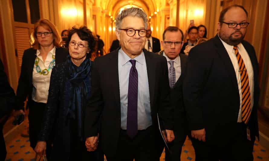 Al Franken and his wife Franni Bryson arrive at the Capitol, for his resignation announcement.