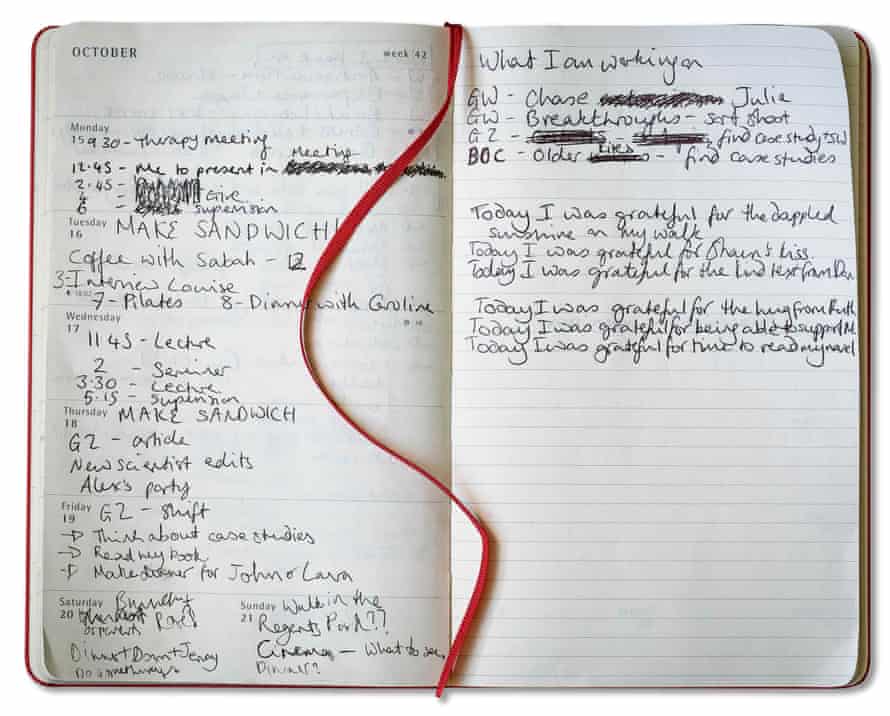 A page from Moya Sarner’s gratitude journal.