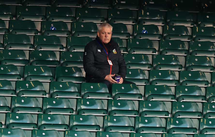 Warren Gatland looks on from the stands at Bath’s European Challenge Cup tie against Montpellier.