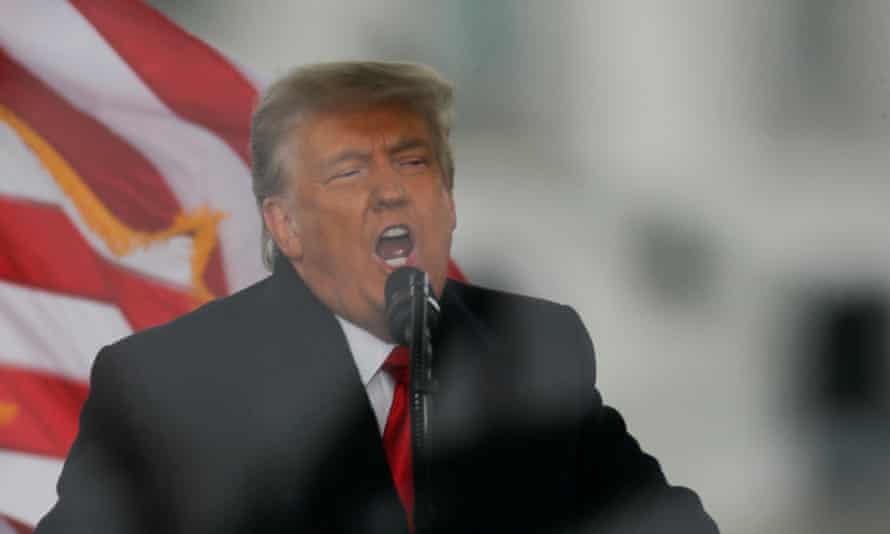 Donald Trump speaks at a rally in Washington DC on 6 Januray.