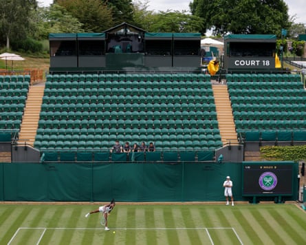 Coco Gauff during a practice session on Court 18 at Wimbledon.