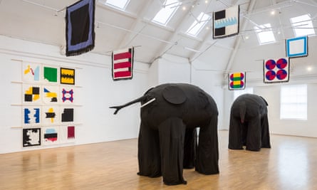 ‘Everything in Oxford was built with dodgy money’ – iconoclastic professor and fourth plinth artist Samson Kambalu | Sculpture 3 The weight of learning … New Liberia, at Modern Art Oxford, featured elephants made of scholars’ gowns.