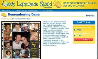 The donation page for the fictitious Dana Dirr posted by a hoaxer on a cancer charirty website