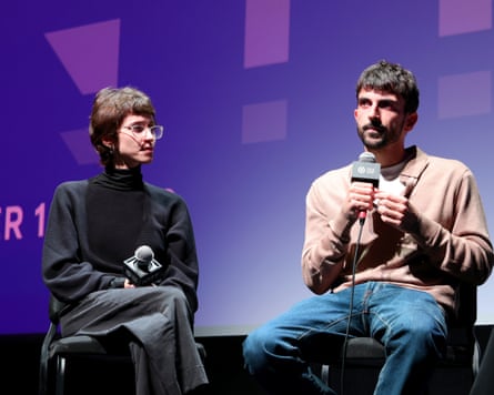 Rachel Szor and Yuval Abraham speak onstage