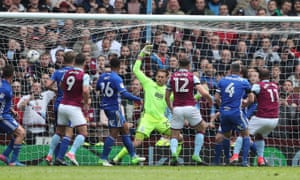 Gabby Agbonlahor scores Aston Villa’s winner against Birmingham in April 2017