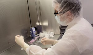 A pharmacist undergoes training as they prepare for the distribution of the Pfizer Covid vaccine in New York City yesterday.