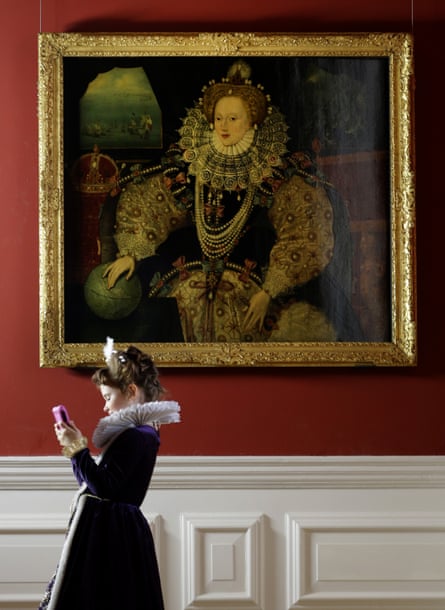 Before the restoration … the Armada portrait on show in Greenwich after it was acquired for the nation last year.