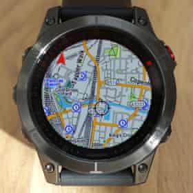 map shown on the screen of the Garmin Epix