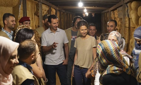 Syria’s president, Bashar al-Assad, and his wife Asma, during a visit in 2018 to a tunnel dug by rebels in Jobar, near Damascus.