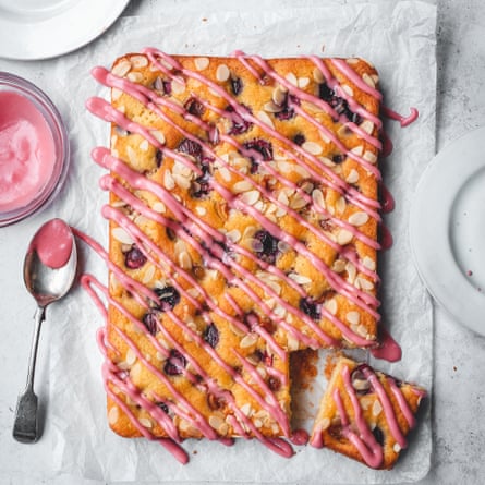 Edd Kimber’s olive oil cherry sheet cake.