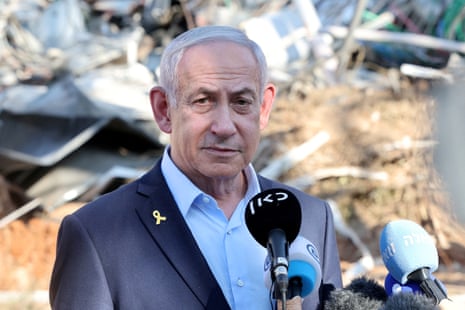 Israel's Prime Minister Benjamin Netanyahu gives a statement during a visit to the site of the Weizmann Institute of Science, which was hit by an Iranian missile barrage, in Rehovot, Israel June 20, 2025.