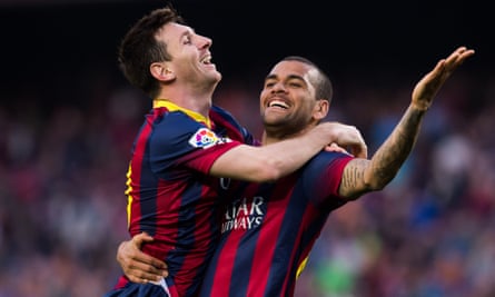 Alves with Lionel Messi during their Barcelona days.