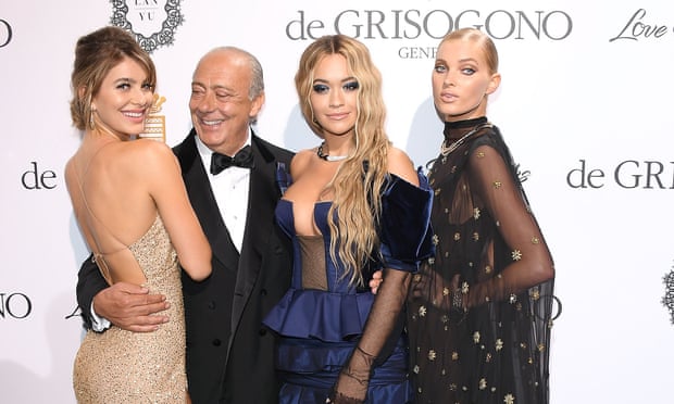 De Grisogono founder Fawaz Gruosi with Camila Morrone, Rita Ora and Elsa Hosk at the jeweller’s ‘Love on the rocks’ party in Cannes in 2017. Also in attendance were Isabel dos Santos and Sindika Dokolo.