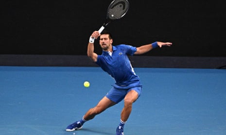 Novak Djokovic against Dino Prizmic during their men's singles match on day one of the Australian Open