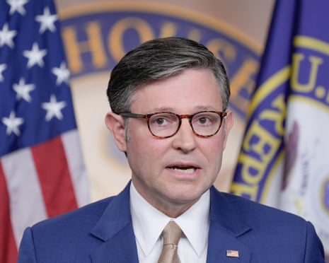 Mike Johnson speaks during a news conference on Capitol Hill.