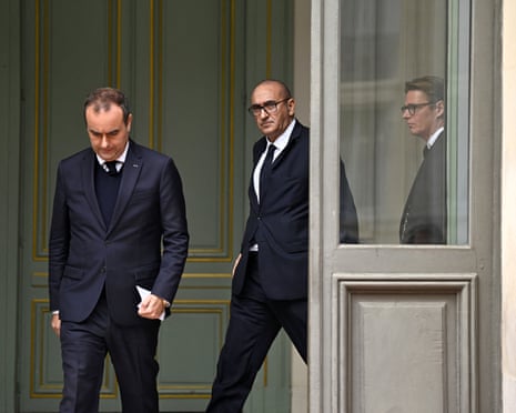 France's PM Sebastien Lecornu and minister Laurent Nuñez leave a crisis meeting