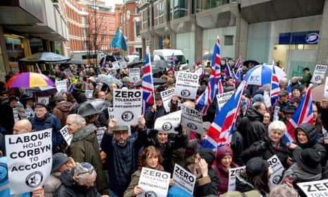 Jewish protesters and supporters at the Labour party headquarters in April 2018.