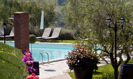 The pool and surrounds at Borgo Tre Rose hotel