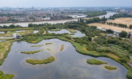 An aerial view of the London Wetland Centre in Barnes, south-west London