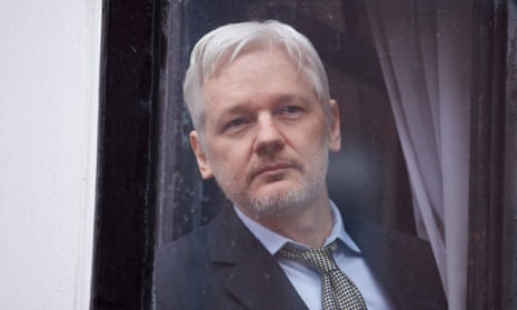 WikiLeaks founder Julian Assange at the Ecuadorian embassy in London.