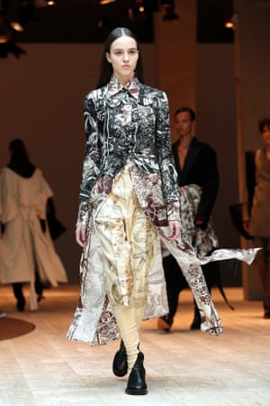 A model at the Céline catwalk at Paris fashion week.