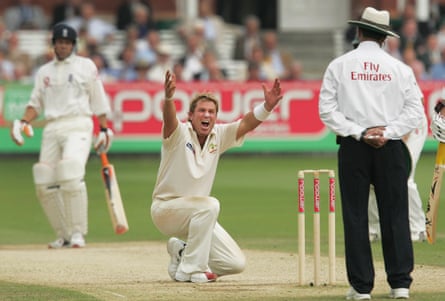Shane Warne appeals for lbw during the first Test at Lord’s in 2005