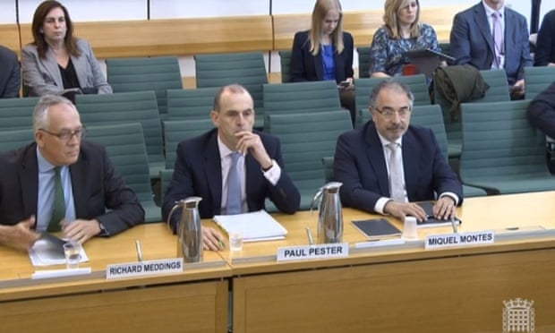 The TSB chairman, Richard Meddings, the chief executive, Paul Pester, and Sabadell’s chief operating officer, Miguel Montes, appear before the Treasury select committee.