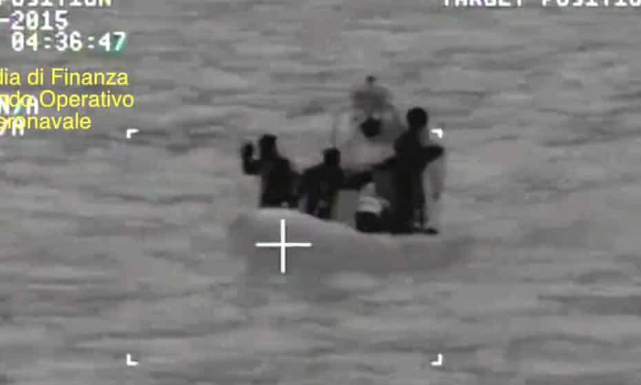 An infra-red screengrab provided by the Italian coastguard during the operation to rescue the migrants