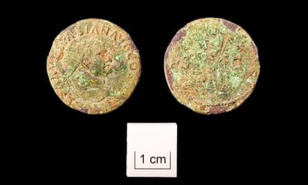 A coin from the reign of Emperor Vespasian found in Somerton, Somerset