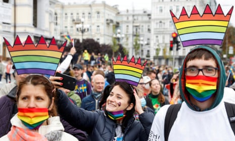 Participants in the Equality march, organised by the LGBT community in Kyiv in 2021.
