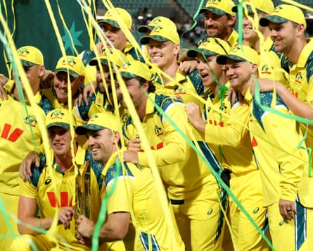Australia with the trophy after winning the ODI series against India at the SCG