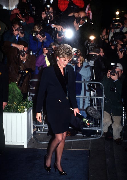 Diana being photographed by paparazzie in December 1993 in London.