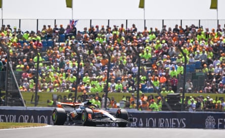 Oscar Piastri of Australia competes in a practice session for the Formula One British Grand Prix, in Silverston