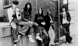 Hawkwind. Robert ( Bob) Calvert, Ade Shaw, Simon King, Dave Brock, Simon House. 1977 line-up Photo by Michael Ochs Archives/Getty Images