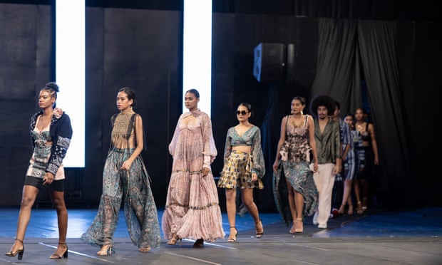 Laisiasa Davetawalu’s latest collection, for his label Elaradi, on the runway at Fiji Fashion Week 2022.