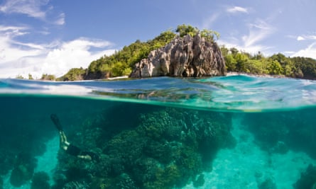 Snorkeling at Raja Ampat, in Indonesian New Guinea.