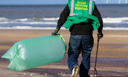 New Brighton, Wallasey: the New Brighteners, a self help group formed in the Wirral, have a formed a volunteer group to keep the shore and beaches clean of plastic litter.
