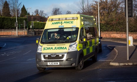 Ambulance near QMC Hospital, Nottingham.
