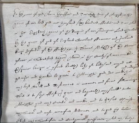 A section of thee 1642 document.
