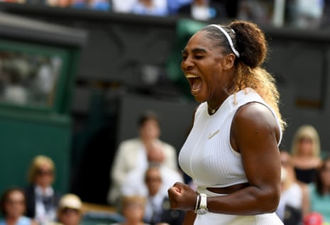 Serena Williams celebrates.