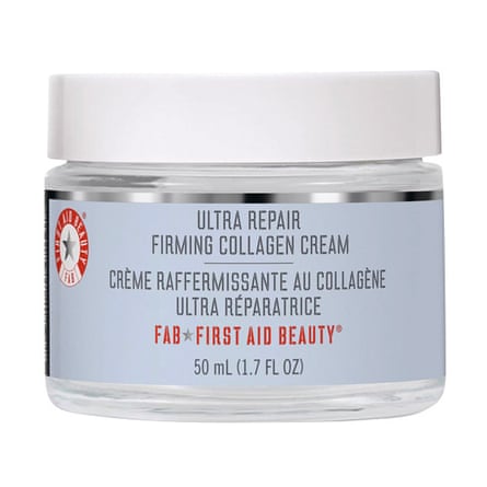 A jar of First Aid Beauty Ultra Repair Firming Collagen Cream