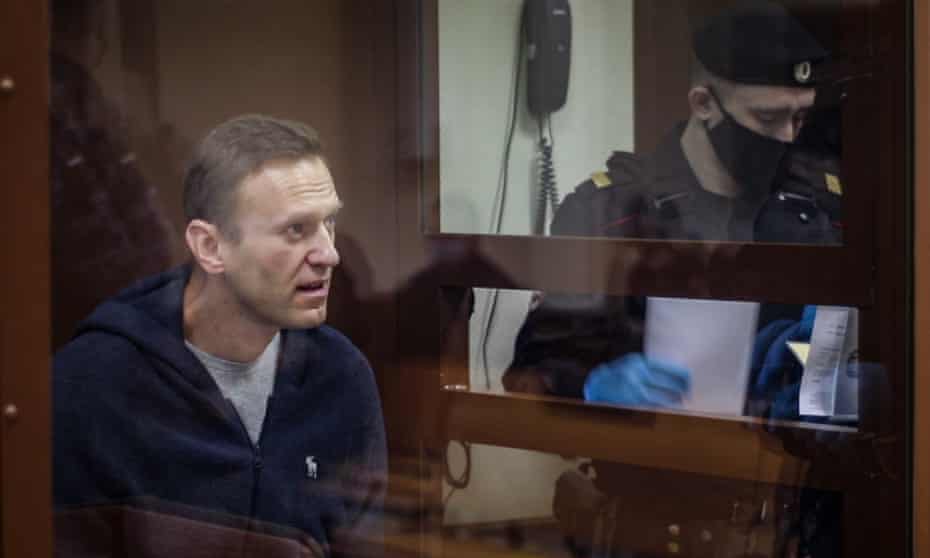 Alexei Navalny during a court hearing in Moscow earlier this month.