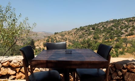 A table with a view: the patio at Hosh Jasmin overlooking the hills.