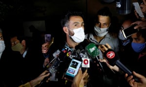 Dr Leopoldo Luque speaks to the press after Diego Maradona was admitted to the Ipensa medical clinic outside Buenos Aires.