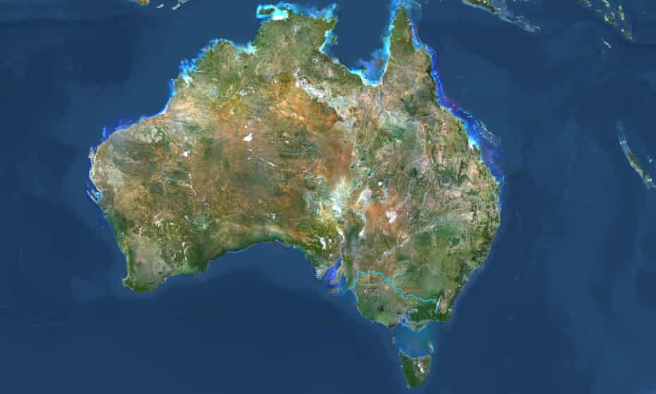 A satellite image of Australia