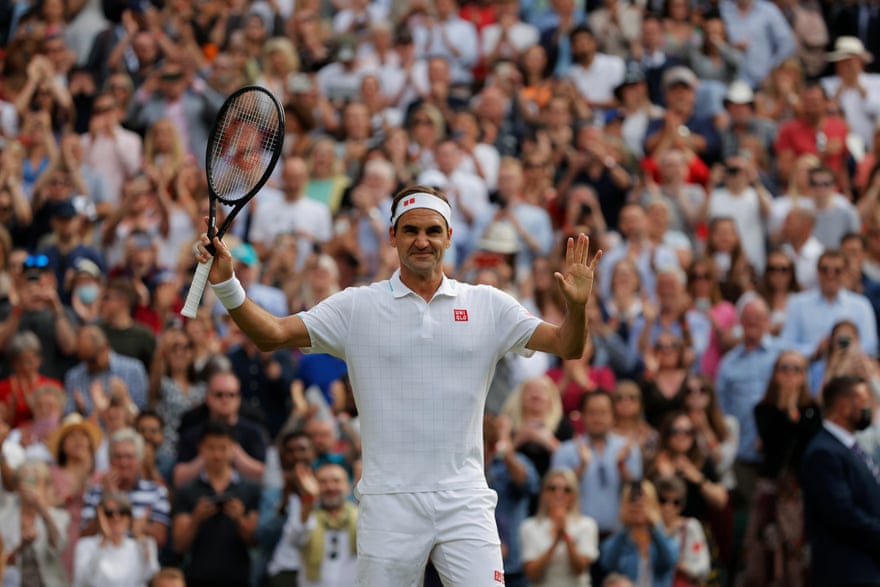 Roger Federer at Wimbledon in 2021.