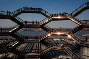 On the waterfront … Thomas Heatherwick’s staircase sculpture Vessel, next to the Shed.
