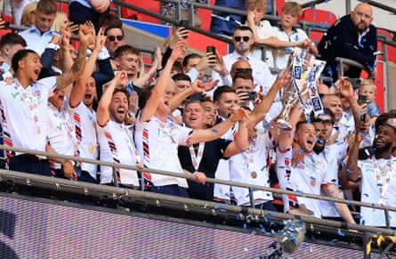 Bolton Wanderers celebrate victory in the League One playoff final