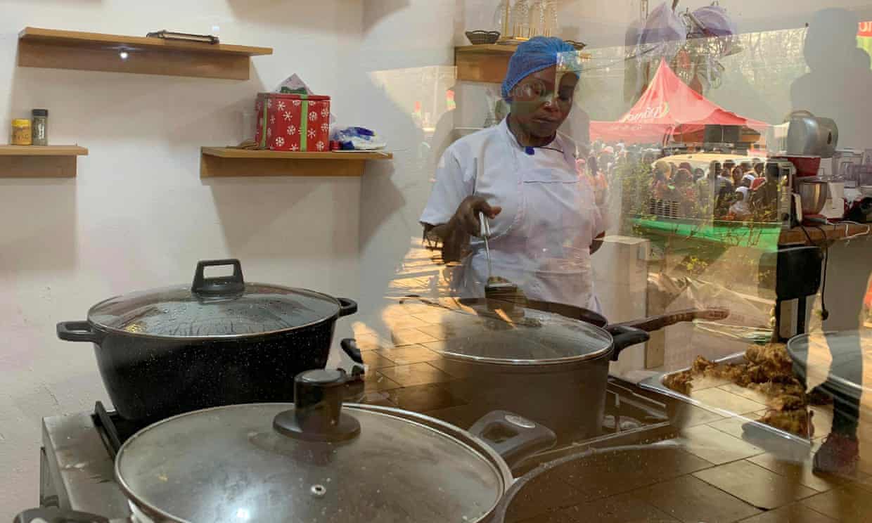 Chef Failatu Abdul-Razak attempts to break a Guinness world record for marathon cooking in Tamale, northern Ghana. Photograph: AP